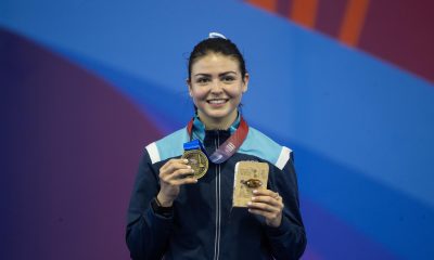 María Higueros dio este sábado a Guatemala la primera medalla de oro en los Juegos Centroamericanos y del Caribe (JCC) Santo Domingo 2026 al dominar la especialidad poomsae tradicional del taekwondo. EFE/ Orlando Barría