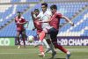 El guatemalteco Omar Bolaños (c) disputa el balón con el costarricense Isaac Brown-Samper (d) durante el partido de la primera jornada del torneo clasificatorio sub-20 de la Concaf para los Juegos Olímpicos de Los Ángeles 2028 que se jugó en el estadio Cuauhtémoc en Puebla. EFE/ Hilda Ríos