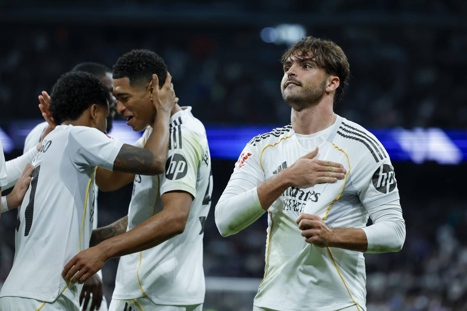 Fotografía del pasado 4 de enero, en la que puede verse al defensa del Real Madrid Raúl Asencio, durante un partido. EFE/ Kiko Huesca