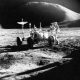 El 31 de julio de 1971 los astronautas Dave Scott y Jim Irwin, de la misión estadounidense Apolo XV, protagonizaron el primer paseo por la Luna con el Vehículo Explorador Lunar (LRV). EFE/Archivo