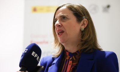 La secretaria de Estado de Comercio del Gobierno de España, Amparo López Senovilla, habla durante una entrevista con EFE este martes, en Asunción (Paraguay). EFE/ Juan Pablo Pino