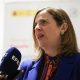 La secretaria de Estado de Comercio del Gobierno de España, Amparo López Senovilla, habla durante una entrevista con EFE este martes, en Asunción (Paraguay). EFE/ Juan Pablo Pino