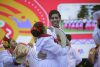 Integrantes del grupo folclórico de Honduras fueron captados este 27 de julio, al bailar durante la inauguración del XIII Festival Interuniversitario Centroamericano de la Cultura y el Arte (FICCUA 2026), en la Universidad Nacional Autónoma de Honduras (UNAH), en Tegucigalpa (Honduras). EFE/Gustavo Amador

