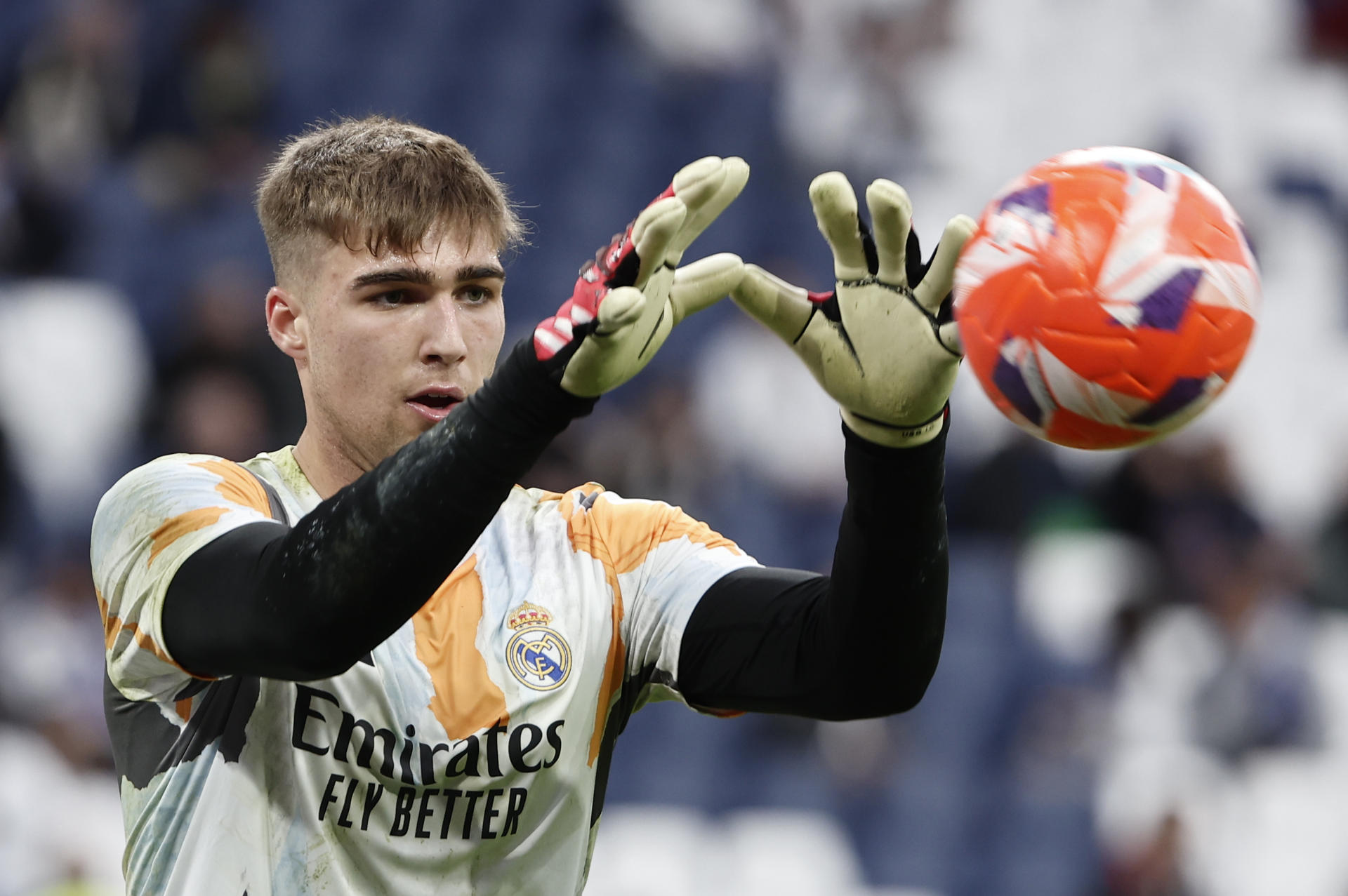 Fotografía de archivo del 5 de abril, en la que puede verse al portero Fran González, durante un partido como futbolista del Real Madrid. EFE/Sergio Pérez