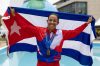 Marlies Mejías, de Cuba, gana medalla de oro en la competencia de ciclismo de ruta de 123.8 kilómetros en los XXV Juegos Centroamericanos y del Caribe Santo Domingo 2026, en Santo Domingo (República Dominicana). EFE/ Orlando Barría