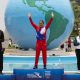 Marlies Mejías (c) de Cuba gana medalla de oro en la competencia de ciclismo de ruta de 123.8 kilómetros este sábado, en los XXV Juegos Centroamericanos y del Caribe Santo Domingo 2026, en Santo Domingo (República Dominicana). EFE/ Orlando Barría
