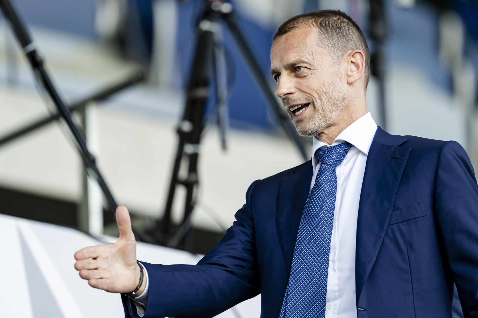 Fotografía del pasado 20 de abril, en la que puede verse al presidente de la UEFA, Aleksander Ceferin. EFE/JEAN-CHRISTOPHE BOTT