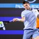 El tenista francés Arthur Gea, durante su partido de este viernes contra el hongkonés Coleman Wong, correspondiente a las semifinales del Abierto de Los Cabos (México). EFE/ Jorge Reyes