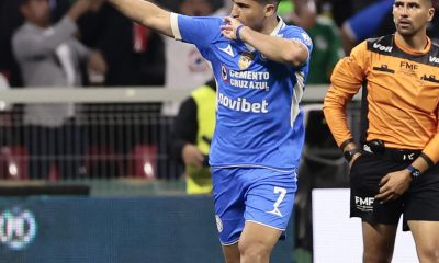Nicolás Ibáñez, de Cruz Azul, celebra un gol este sábado, en un partido de la jornada 3 del torneo apertura 2026 de la Liga MX entre Cruz Azul y Atlante, en el Estadio Banorte en Ciudad de México (México). EFE/ José Méndez