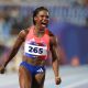 Liranyi Alonso, de República Dominicana, reacciona al ganar la final de los 100 metros femenino durante los XXV Juegos Centroamericanos y del Caribe Santo Domingo 2026, en Santo Domingo (República Dominicana). EFE/ Orlando Barría
