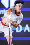 El tenista hongkonés Coleman Wong, durante su partido de semifinales del Abierto de Los Cabos (México) contra el francés Arthur Gea este viernes. EFE/ Jorge Reyes