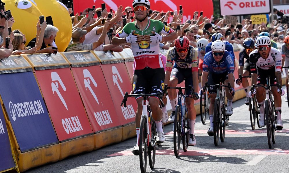 El italiano Jonathan Milan, del equipo Lidl – Trek, ganó la primera etapa del Tour de Polonia, disputada este lunes entre Gdynia y Koszalin, mientras que el español Iván García Cortina quedó en sexta posición.. EFE/EPA/Adam Warzawa